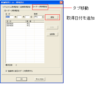 日々データ取得の設定